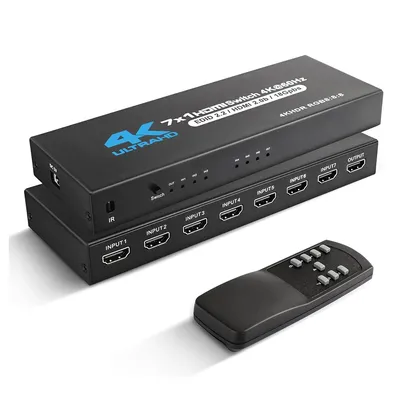 HDMI 2.0 Switch 7 in 1 out 4K 60Hz HDMI Switch 5X1/4X1 HDR HDMI 2.0 Switcher remote for PS5 Xbox