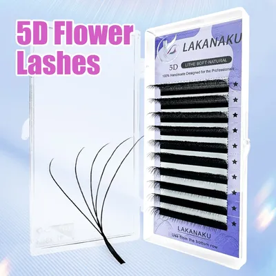LAKANAKU Cilios 5D W-shaped Eyelash Extension Automatic Flowering W Lashes C/D Curl High Quality
