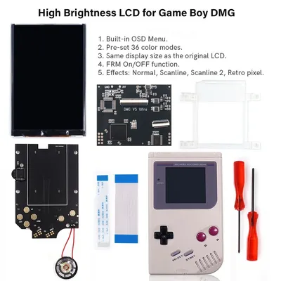Hispeedido DMG GBO IPS V5 Pro OSD Backlight Menu RIPS 36 Color Kit For GameBoy DMG GBO GB DMG