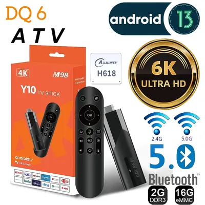 LEMFO Y10 ATV Mini TV Stick Android 13 Allwinner H618 Quad Core Cortex A53 6K HDR10+ 3D 2.4G&5.8G