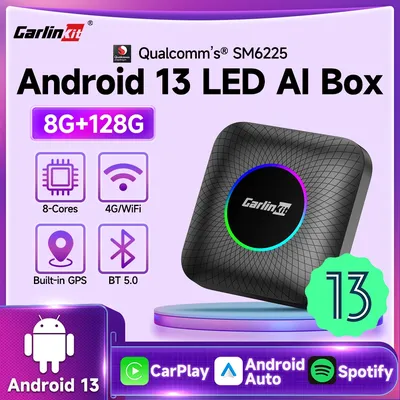 Android 13 CarlinKit CarPlay AI Box Qualcomm SM6225 Wireless CarPlay Android Auto Smart TV Box For