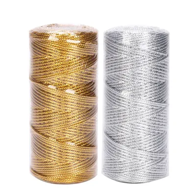 1.5mm 100M/Roll Gold Silver Cords Metallic Twine Non-Slip String Strap Thread Gift Bags Garment