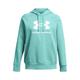 Under Armour Women's Rival Fleece Big Logo Hoodie (Size L) Radial Turquoise/White, Cotton,Polyester