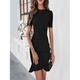 Robe élégante Femme Mini robe Patchwork Formel Travail Rendez-vous Elégant Col Rond Manche Courte Standard Noir Vin Bleu Roi S M L XL