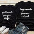 T-shirt couple Lettre 2 pièces Couple Homme Femme T shirt Tee Col Ras du Cou Noir Saint Valentin du quotidien Manche Courte Imprimer Mode Décontractées