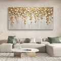 peinture à la main abstraite or et blanc floral paysage art moderne minimaliste décor à la maison exquise fleur texture art mural 3d original couteau à palette art sans cadre