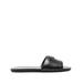 Logo Plaque Leather Sandal - Black - Prada Flats