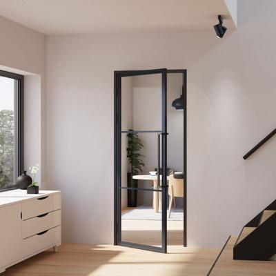 Schulte - Glastür Komplettset mit Beschlag Loftstil 834 x 1972 mm din Links - Griffstange Drehtür Image