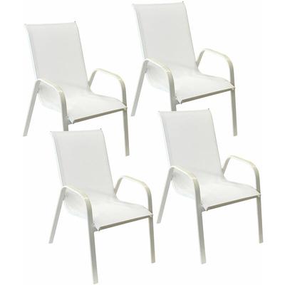 Happy Garden - Satz von 4 Stühlen marbella aus weißem Textilene - weißes Aluminium - Weiß