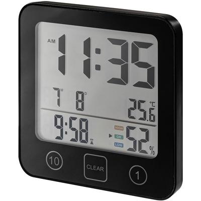 Voelkner Selection - Bad und Küchenuhr mit Timer, Thermo-Hygrometer digital Timer Schwarz IP54