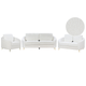 Sofa Set 3-Teilig Weiß Bouclé Stoffbezug mit Armlehnen Goldenen Metallfüßen Glamourös Modern Wohnzimmer 2-Sitzer 3-Sitzer und Sessel