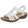 Sandale RIEKER, Damen, Gr. 37, weiß (sanftes weiß), Lederimitat, klassisch, Schuhe, Sommerschuh, Sandalette, Keilabsatz, mit Gummizüge, Topseller