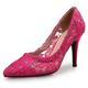 Women's Wedding Shoes Pumps Ladies Shoes Valentines Gifts Party Wedding Heels Bridal Shoes Bridesmaid Shoes Lace Pointed Toe Lace Loafer Black Pink Blue