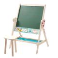 Tableau et tabouret enfant double face craie et aimant en bois