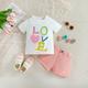 2 Pieces Kids Girls' Letter Crewneck Tank Top Shorts Set Set Short Sleeve Fashion Outdoor 3-7 Years Summer White