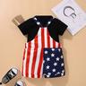 2 Stück Baby Mädchen Amerikanischer Nationalfeiertag Stern Shirt Shorts einstellen Kurzarm Modisch Jahrestag Baumwolle 3-7 Jahre Sommer Schwarz Weiß