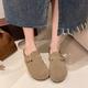 Damen Hausschuhe Slippers Boho Täglich Flacher Absatz Runde Zehe Elegant Vintage Modisch Wanderschuhe Gummi PU Halbschuhe Braun Khaki Grau