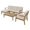 Ikkle 6-Piece Acacia Wood Patio Sectional Set: Coffee Table + Removable Cushions for Garden in Gray | Wayfair TM000006AAA