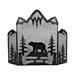 Millwood Pines Rustic Decorative Metal Foldable Fireplace Screen w/ Bear & Mountain Scenery Iron in Black/Gray | 34.5 H x 43.5 W x 0.5 D in | Wayfair