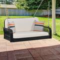 Latitude Run® High quality porch swing w/ 2 pillows & seat cushion suitable for garden, outdoor & Chains | Wayfair 8D604623839F4AE7A787A7E647B8B50C