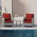 Winston Porter 3 Pieces Patio Rattan Rocking Chair Conversation Grey PE Wicker Side Table Sofa Sets | Wayfair BA76A5CE10F142C0B0124B3742A031D6