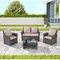 Winston Porter 4 Pieces Outdoor Patio Furniture Sets, Garden Rattan Chair Wicker Set | Wayfair E06F9F8DBD6B40C1928C39B2BC9E95BC