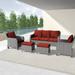 Red Barrel Studio® Outdoor 5 Piece Furniture Conversation PE Wicker Grey Rattan Curved Armrests w/ Cushions | Wayfair