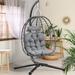 Dakota Fields Hanging Egg Chair w/ Stand Swing Chair Wicker Indoor Outdoor Hammock w/ Cushions | Wayfair 095A5AC79CFF49629E63085D583EA0AD