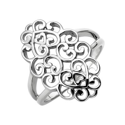 Fingerring JOBO Gr. 58, silber (silber 925), Fingerringe, Damen, 58, Silber 925 (Sterlingsilber), 925 Silber mit breitem Kopf Image