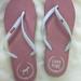 Pink Victoria's Secret Shoes | Pink Flip Flops Thongs Pink White Slip On Sandal 7 | Color: Pink/White | Size: 7