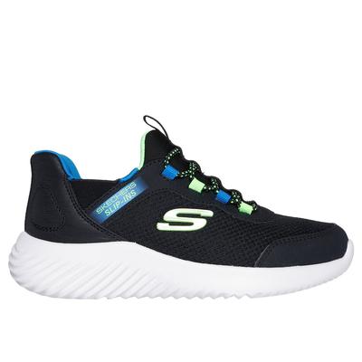 Skechers Boy's Slip-ins: Bounder - Brisk-Burst Sneaker | Size 1.5 | Black/Lime | Synthetic/Textile | Machine Washable