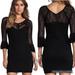 Free People Dresses | Free People City Girl Bodycon Crochet Bell Sleeve Dress Black Size Xs | Color: Black | Size: Xs