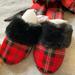 Victoria's Secret Shoes | Nwt Victoria’s Secret Faux Fur Lined Red Plaid Slippers Size Medium 7-8 | Color: Black/Red | Size: 7-8