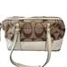 Coach Bags | Coach Signature Stripe Canvas Leather Satchel Tan Cream Gold Accents Handbag | Color: Tan | Size: Os