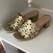 Kate Spade Shoes | Kate Spade Daisy Mule Heeled Sandals With Metallic Gold Floral Eyelet Detail | Color: Gold | Size: 6.5