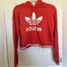 Adidas Tops | Adidas Cropped Hoodie Top Coral White Banding Size Xs Guc | Color: Pink | Size: Xs