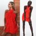 Zara Dresses | Nwt Zara Fringed Halter Dress Orange Blogger Fav Xs | Color: Orange | Size: Xs