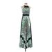 Eliza J Casual Dress - Maxi: Green Graphic Dresses - Women's Size 4