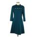 Elie Tahari Casual Dress - Sweater Dress: Teal Solid Dresses - Women's Size 8