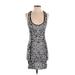 Bebe Casual Dress - Mini: Silver Graphic Dresses - Women's Size Small