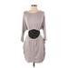 Bebe Casual Dress - Party Crew Neck Short sleeves: Gray Dresses - Women's Size Small