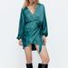 Zara Dresses | 8/$18 Zara Teal Wrap Dress | Color: Blue/Green | Size: M