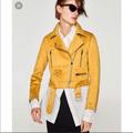 Zara Jackets & Coats | A Fantastic Zara Mustard Cropped Faux Suede Biker Jacket Size Medium | Color: Red/Silver | Size: M