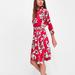 Zara Dresses | Nwt Zara Red & White Floral Midi Dress | Color: Red/White | Size: Xs