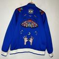 Adidas Jackets & Coats | Adidas Originals Embellished Arts Embroidered Bomber Jacket Women’s Xl Blue Moth | Color: Black/Blue | Size: Xl