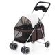 Dog Stroller Foldable Pet Stroller for Outings, Small Pull Cart, Puppy Stroller, Dog Walking Cart, Small, Lightweight, Foldable Cat Pet Stroller (Color : Brown, Size : A)