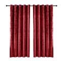 Ummi Textile Crushed Velvet Santiago Curtain Fully Lined Ring Top Eyelet Curtains Sound Proof Thermal Insulated 2 panels for Bedrooms, Study Rooms & Home Decor (Santiago-Burgundy, 46" x 54")