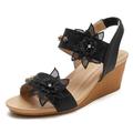 Wedge Sandals for Women Summer Sandals Fashion Womens Chunky High Heels Shoes Casual Sandals Dress Sandals (Color : Black, Size : 4.5 UK)