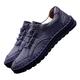 CCAFRET Men Shoes Men Leather Sneakers Brand Design Loafers Men Casual Shoes Genuine Leather Moccasin Boat Walking Shoe Flat Oxford Men Shoes (Color : Blue, Size : 7)
