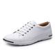 CCAFRET Men Shoes Men Casual Shoes Newest Brand Men Leather Flats Boat Shoes Spring Autumn Lace-Up Driving Moccasins Shoes (Color : White, Size : 8)